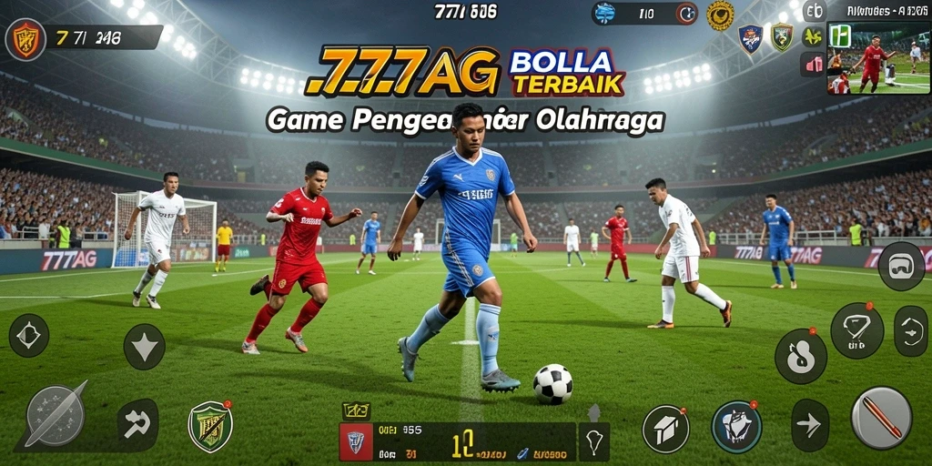 Tangkapan layar utama 777AG menampilkan aksi sengit di lapangan sepak bola.