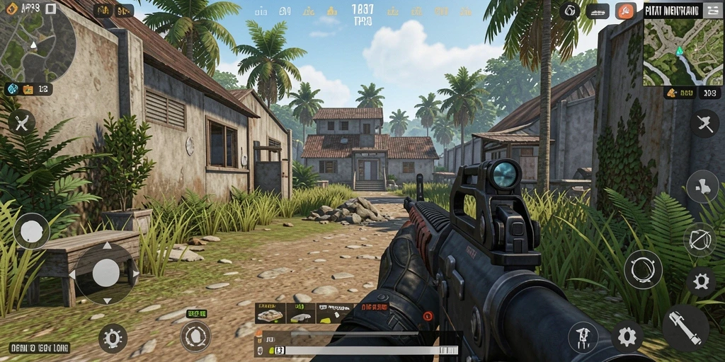 Tampilan gameplay seru dan mendebarkan di API33 dengan aksi tembak-menembak yang intens.