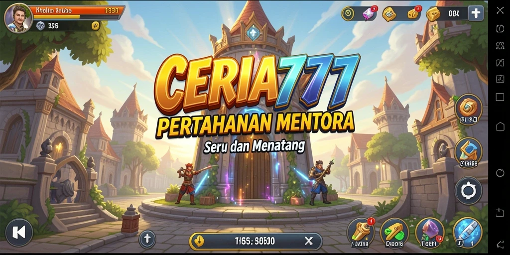Screenshot gameplay CERIA777 menampilkan aksi mendebarkan dalam Tower Defense.