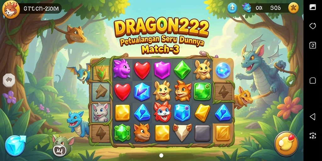 Tangkapan layar utama DRAGON222 yang menampilkan keseruan gameplay Match-3.