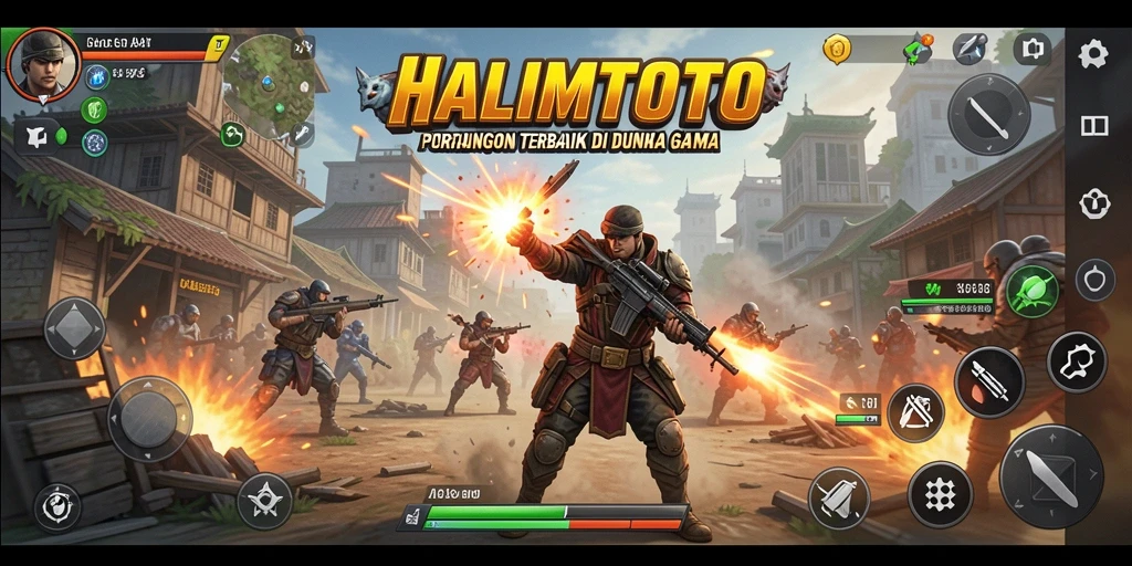 Tampilan aksi pertarungan seru di HALIMTOTO dengan karakter unik.