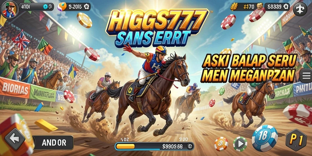 Screenshot gameplay HIGGS777 menampilkan mobil balap melaju di trek yang menegangkan.