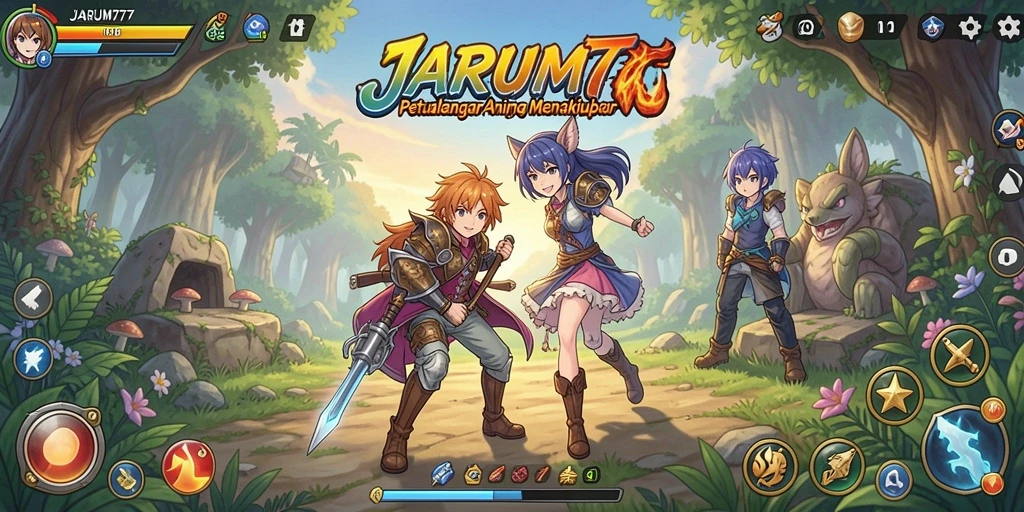 Tampilan screenshot JARUM77 menampilkan karakter anime dalam aksi.