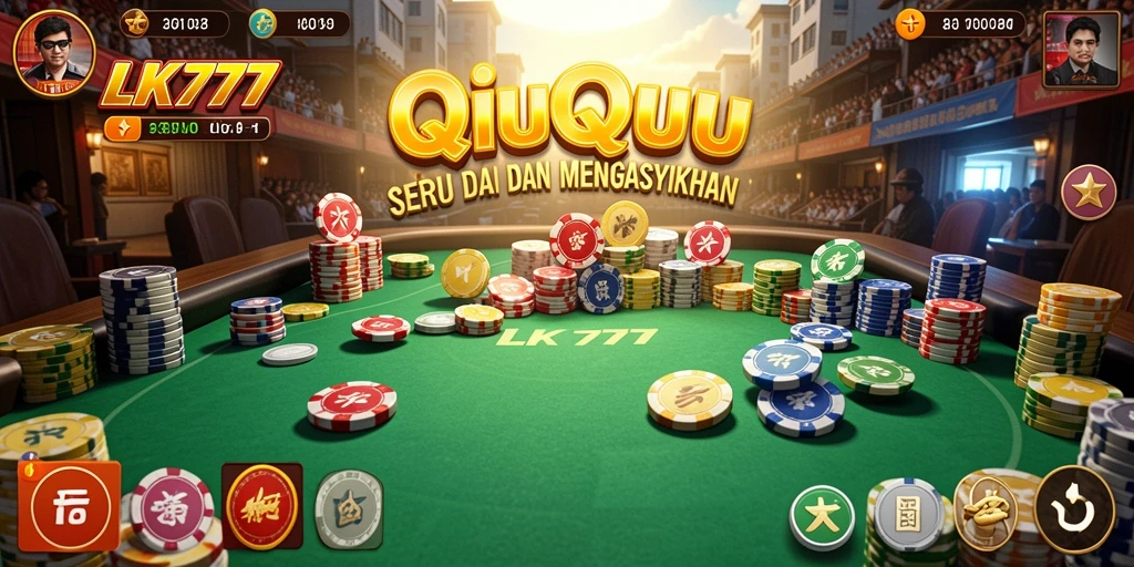 Screenshot LK777 menampilkan momen seru dalam permainan QiuQiu.