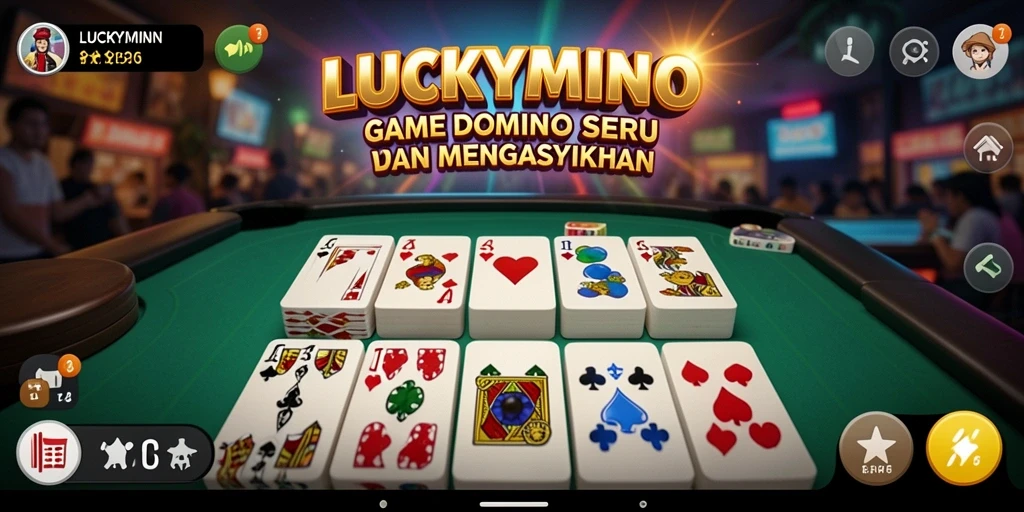 Screenshot utama dari gameplay LUCKYMINO yang menampilkan momen seru dalam permainan Domino.