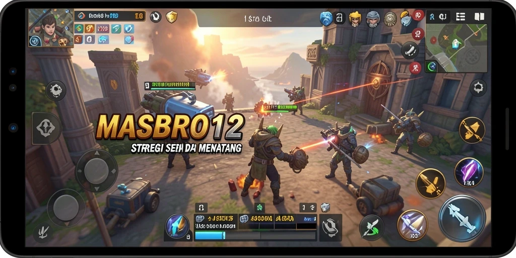 Tangkapan layar gameplay MASBRO12 yang intens dan strategis.