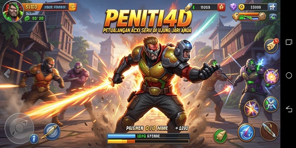 Tampilan aksi mendebarkan dalam <strong>PENITI4D</strong> saat karakter bertempur melawan musuh.