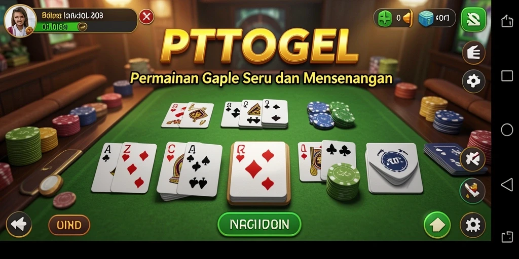 Screenshot gameplay PTTOGEL yang menampilkan serunya bermain Gaple.
