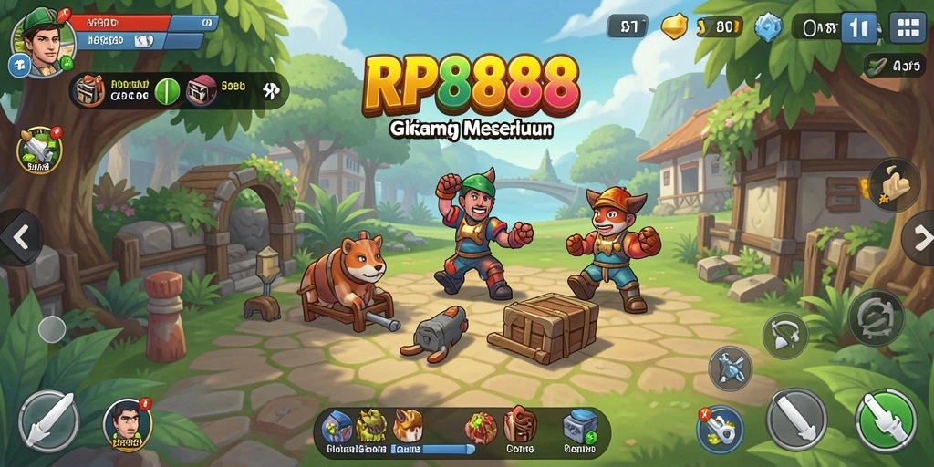 Tampilan seru dari gameplay RP888 yang penuh warna dan tantangan.
