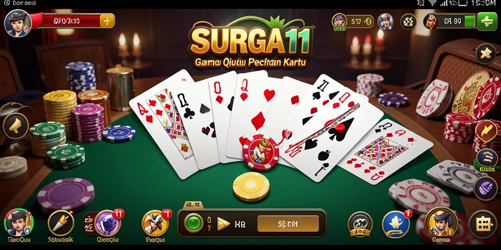 Tangkapan layar game SURGA11 yang menunjukkan pengalaman bermain QiuQiu yang seru.