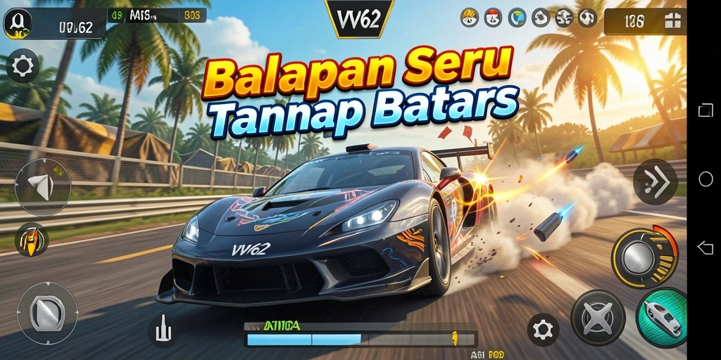 Tampilan gameplay balapan yang mendebarkan di VV62.