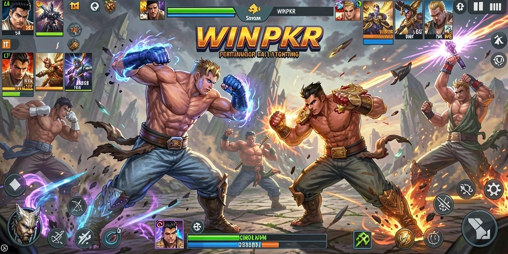 Tangkapan layar dari gameplay WINPKR yang menunjukkan aksi pertarungan yang mendebarkan.