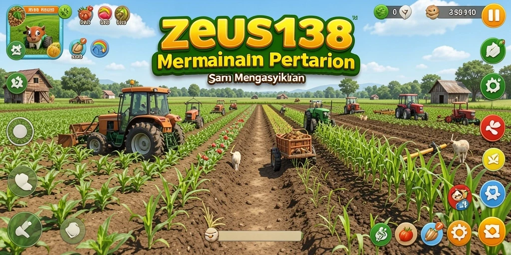 Tangkapan layar gameplay <strong>ZEUS138</strong> dengan aktivitas pertanian yang seru.
